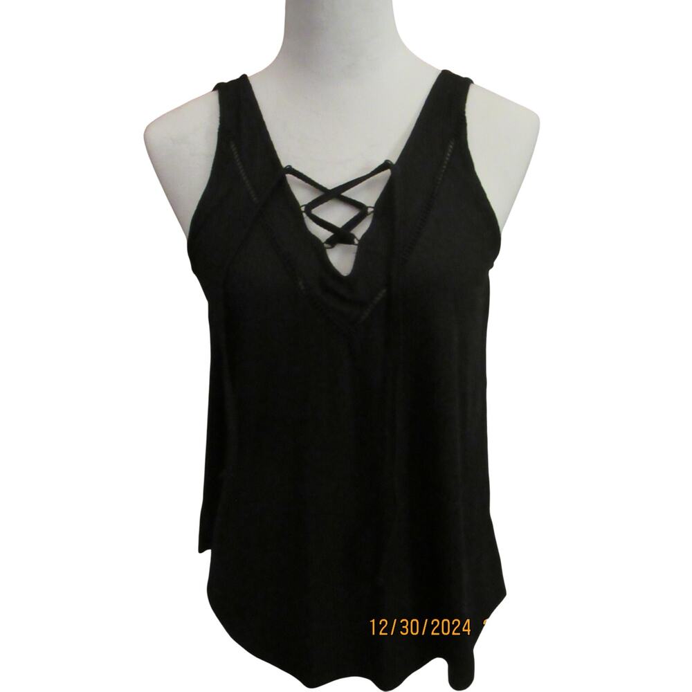 Black Statement Tank with Dressy Vibe – Size Small